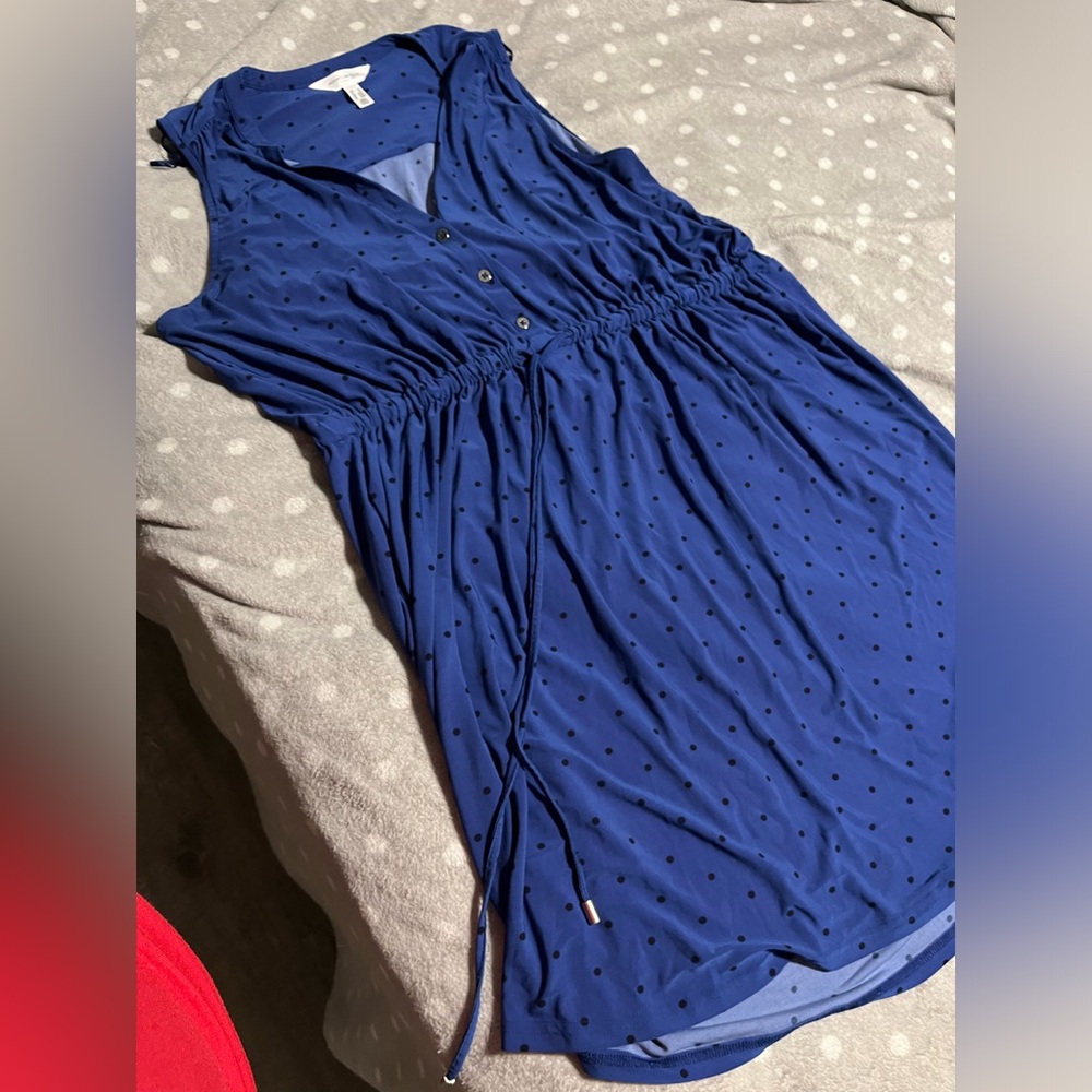 Blue polkadot dress